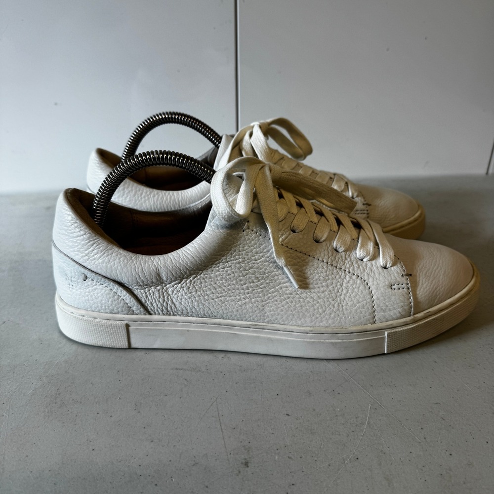 Frye Ivy Low Lace White Tumbled Leather Sneakers 3471183-WHT Mens 10